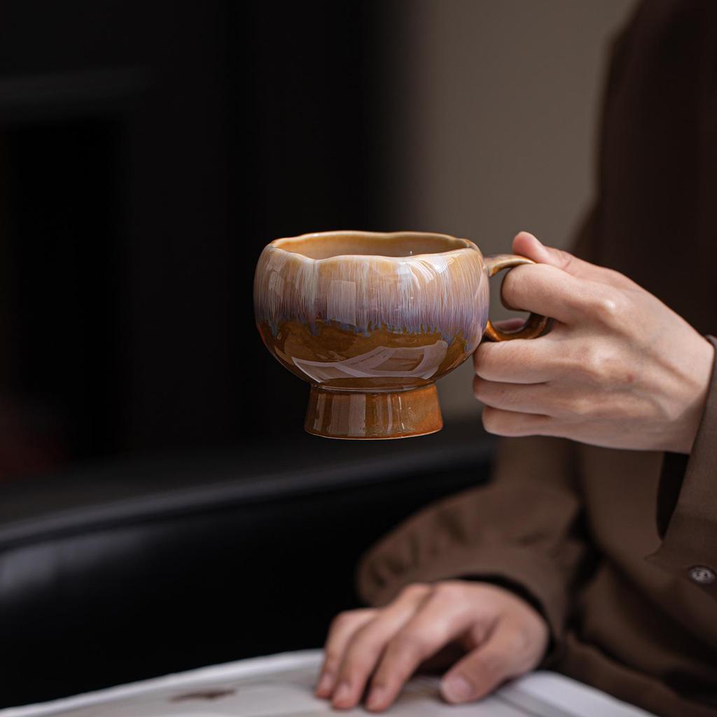 Luxury Retro Ceramic Coffee Cup and Saucer Set for Latte and Afternoon Tea