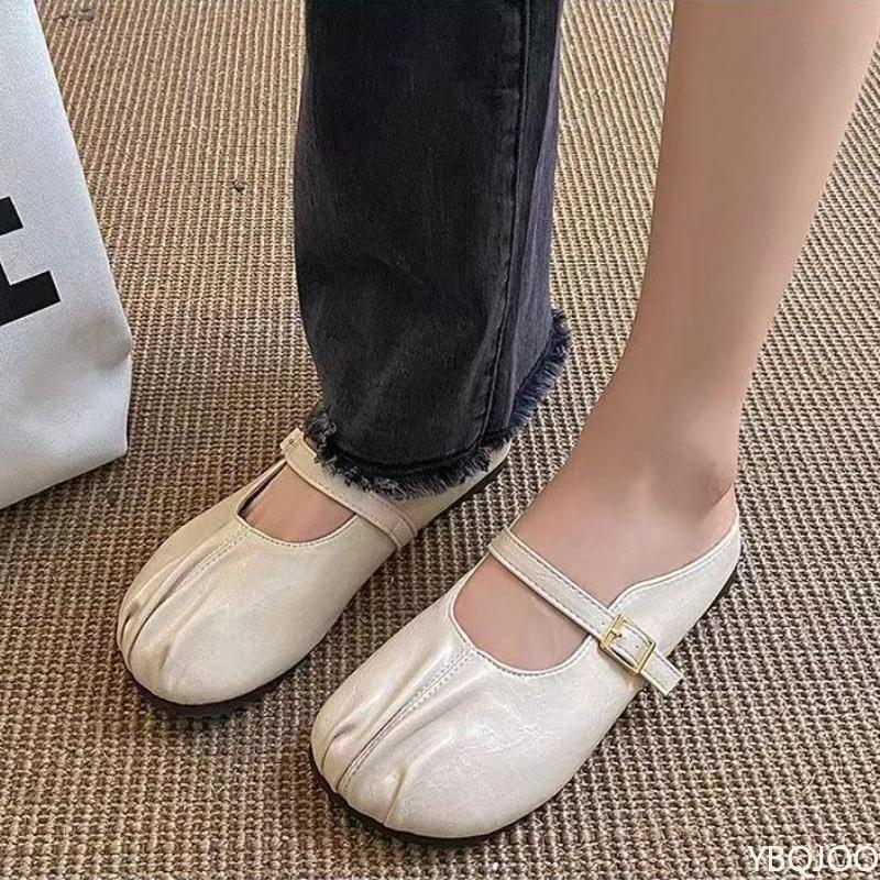 Fashion Women's Outdoor Casual Flat Shoes with Toe Caps Half Drag Women's Spring Autumn New Style Simple Comfortable Single Shoes