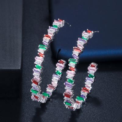 E0277 Square Irregular Earrings Creative Semicircular Color Zircon Earrings Pendant Needle