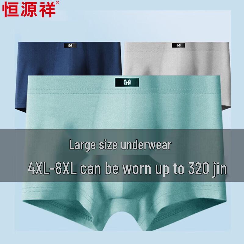 Hengyuanxiang Men's Plus Size Cotton Antibacterial Boxer Briefs