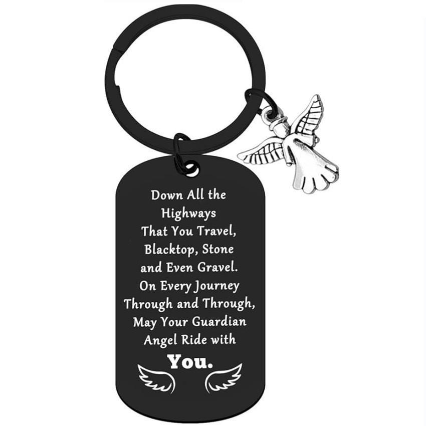 Creative Minimalist Keychain Spanish Key Pendant Metal Stainless Steel Laser Key Ring Stainless Steel Keychain for Backpack Bag Pendant