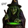 Bedroom Desk Decorations Halloween Witch Cauldron Lamp, Resin Statue Ornament, Spooky Decorative Small Garden Light for Desktop Table Decoration,