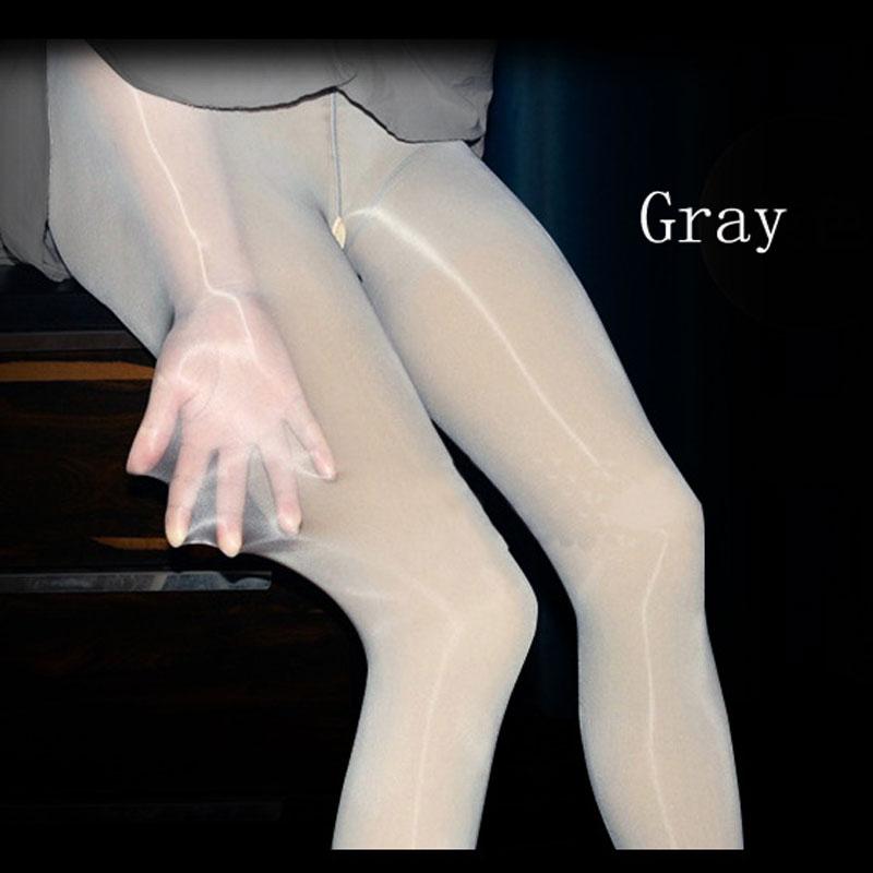 

Sexy Women 100Kg Plus Size Oil Shiny Stockings Smooth Crotchless Sexy Tight Sheer See Through Shaping Pantyhose Candy Color F14 M Close Crotch