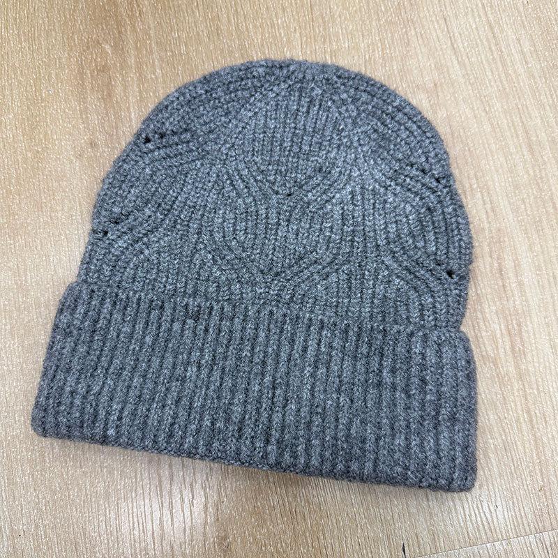 Fashion commuter style men's and women's knitted hats solid color warm eversion jacquard thickened wool hat outdoor hat