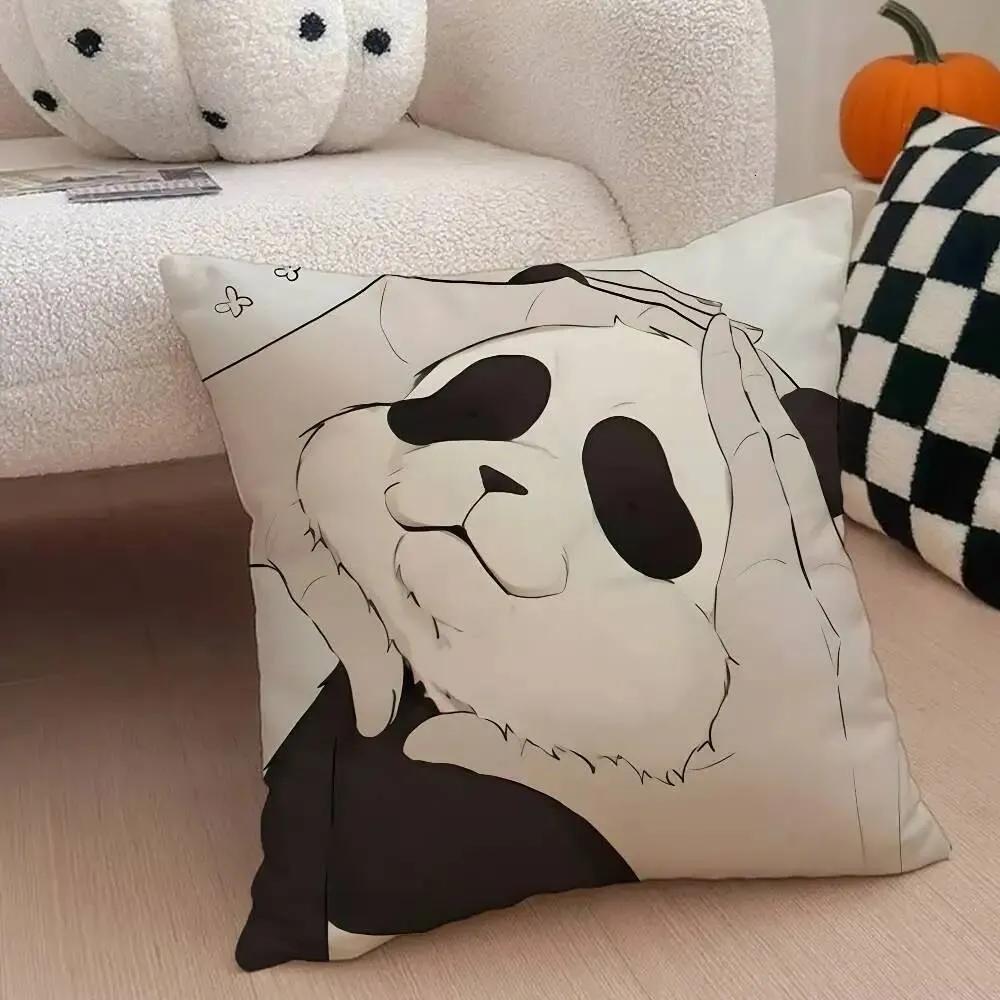 Panda Pillow Cover Polyester Printed Cute Cartoon Cushion Case Sofa Home Decor Xcm Bedroom Living Room Throw Pillowcase Gift