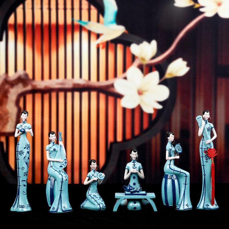 1pc Elegant Lady Figures Chinese Style Ceramic Figurine Home Ornaments Decor Woman Figurine Craft Tabletop Gifts New