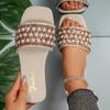 [Foreign Trade] 2025 European Station Golden Velvet Fashion Outer Wear Rhinestone Pearl Holiday Flat Slippers Sandals