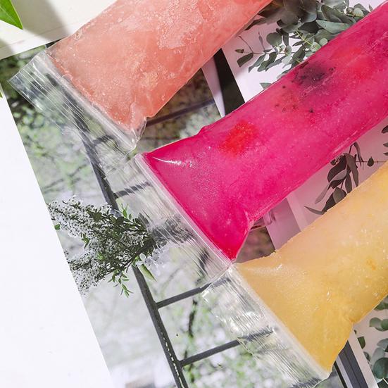 100Pcs DIY Popsicle Bags with Funnel Zip Seal Food-Grade PP Ice Pop Molds Easy Fill Milkshake Freezer Bags for Juice Yogurt Smoothies