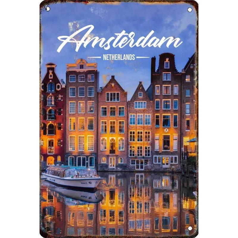 Cityscape Travel Metallschild, Urbanes Landschafts-Wanddekor 20x30cm