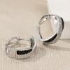 Black/clear Synthetic Zirconia Inlaid Twist Shaped Hoop Earrings for Women Concise Banquet Festival Jewelry Accessories