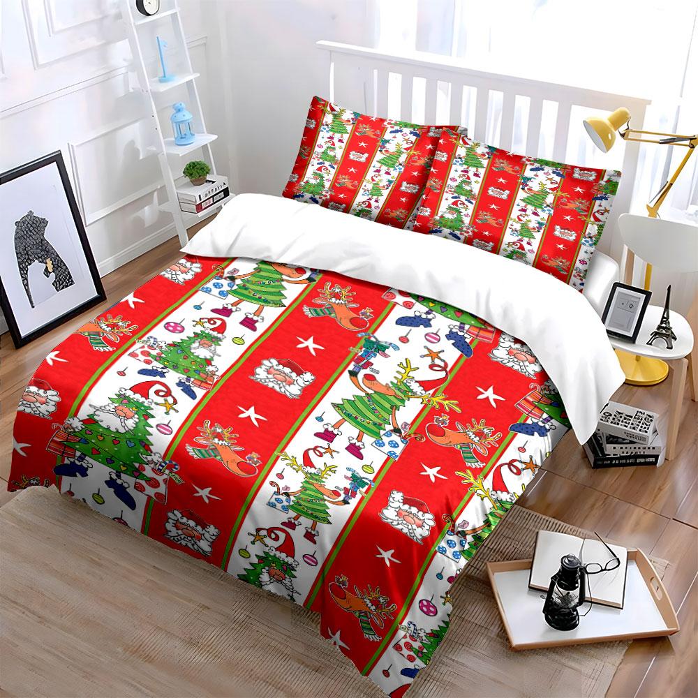Santa, Reindeer, Christmas Trees. Bedding Sets Duvet Cover Sets Duvet Covers Pillowcases(1 * Duvet Cover 2 * Pillowcases Without Duvet Insert)