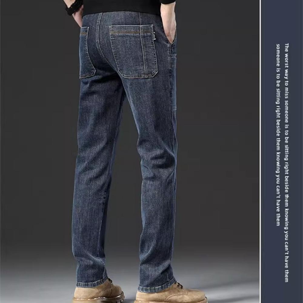 Nuovi Jeans da Uomo in Denim 2024 Skinny a Vita Media con 6 Tasche, Pantaloni a Vita Alta Elasticizzati, Pantaloni Slim Moda Uomo