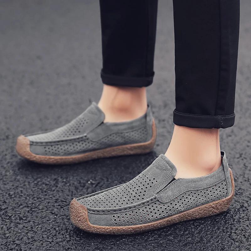 Fashion Men's Suede Loafers Breathable Slip On Casual Shoes Summer Outdoor Driving Shoes Social Shoe Male Designer Shoes Luxus Slippers