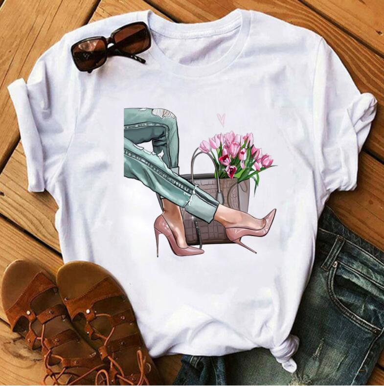 

Kpop Fashion Creative Graphic Print Women s T-Shirt Summer Loose White Blouse O-Neck Short Sleeve Tops Harajuku Female Clothing XXXL білий