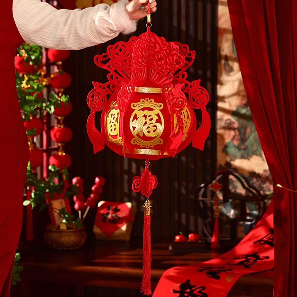 Flocking Spring Festival Lantern Pendant Traditional Fu Character Lantern  New Year Gift