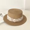 Summer New Hat Women's Straw Woven Sunshade Sunscreen Straw Hat Fashionable Small Fresh Solid Color Flat Top Top Hat