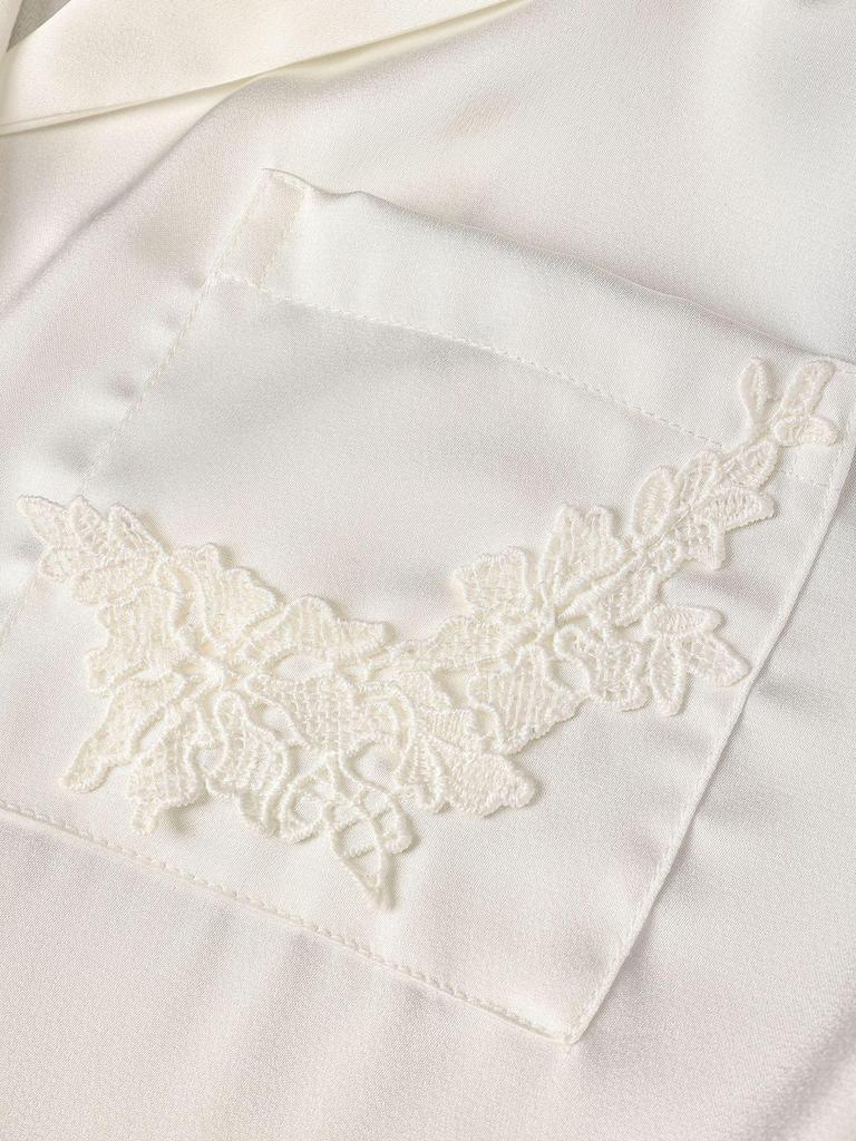 White Moonlight Ice Silk Lace Pajamas: Women's 2025 Long-Sleeved Spring/Autumn Set