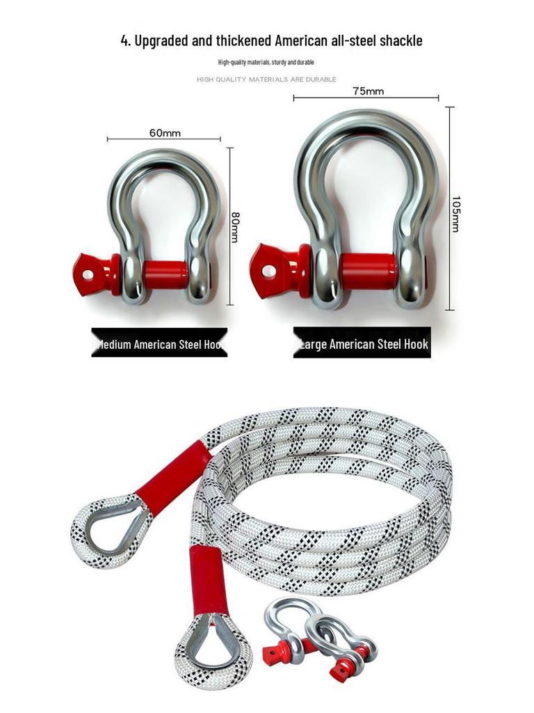 Heavy-Duty Off-Road Vehicle Tow Rope for Car and Truck Rescue