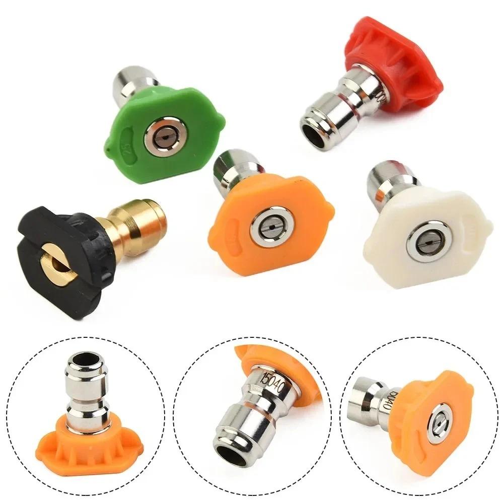 1/4" Brass Quick Connect Nozzle Set, High Pressure Washer Hose Adapter with Adjustable Valve for Car Wash