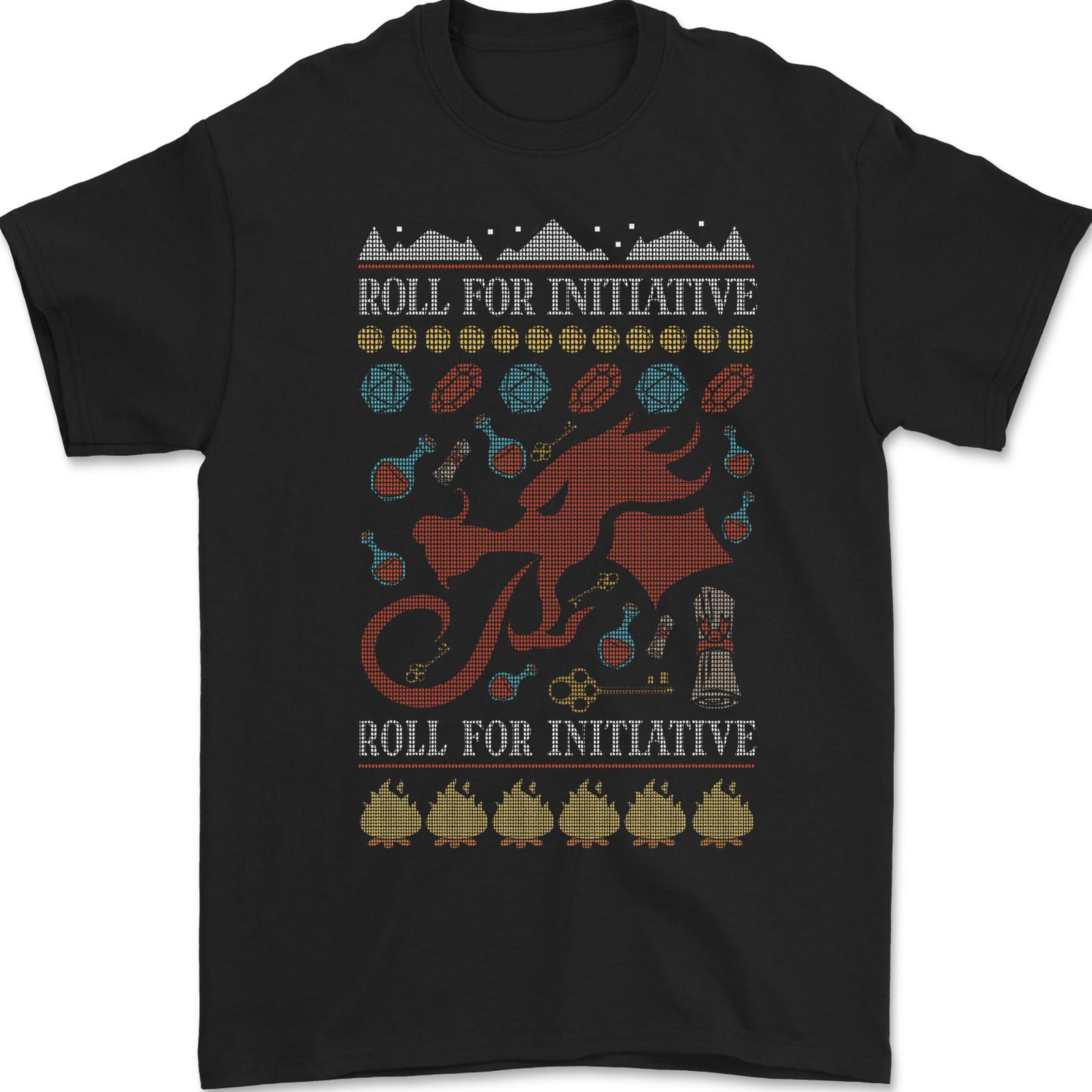 Christmas RPG Dragon Role Play Games Xmas Mens Gildan Cotton T-Shirt S разноцветный