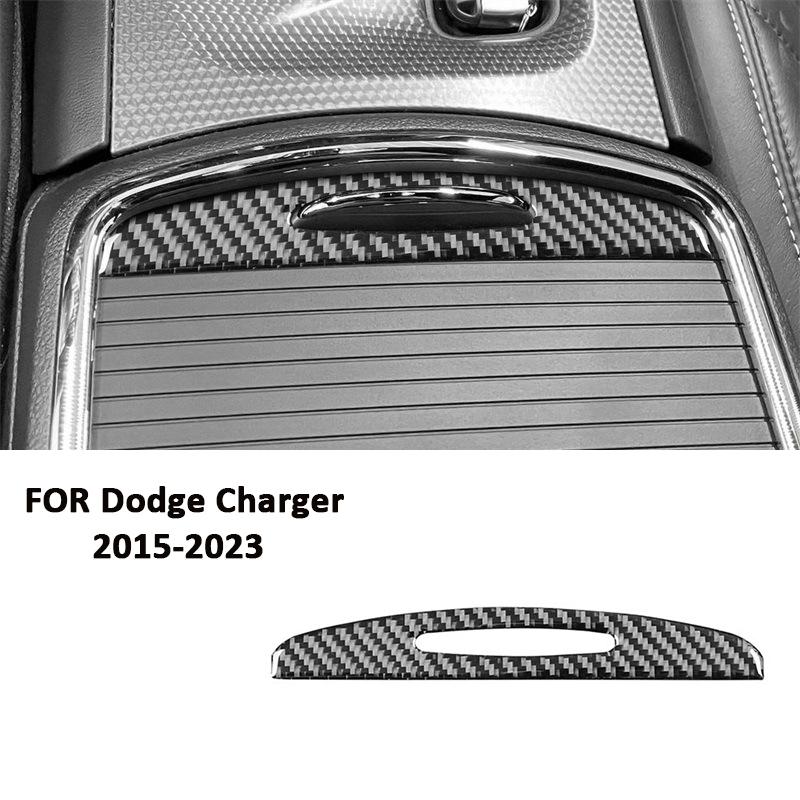 For Dodge Charger 2015- Carbon Fiber Car Central Console Storage Box Switch Handle Panel Decoration Sticker Auto Accessories