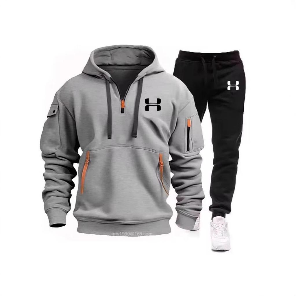 2025 Men's Fleece Hooded Jacket with Zipper and Printed Logo - Autumn/Winter Casual Sweatshirt