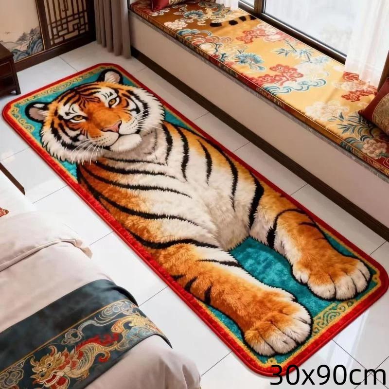 Soft Fluffy Tiger Shaped Area Rug Thick Plush Non Slip Backing Perfect For Bedroom Living Room Home Furnishings