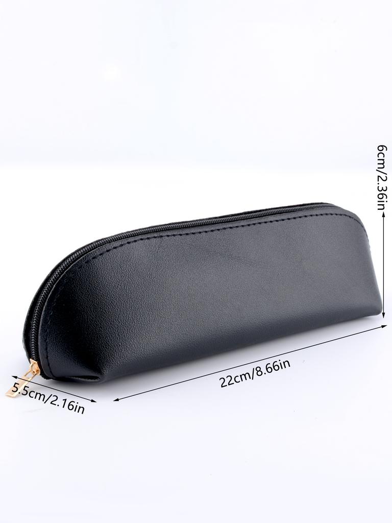 Pu Leather Pencil Case Stationery Storage Bag Pencil Cases Office School Supplies Gift Solid Color Pen Case Back To School Gift