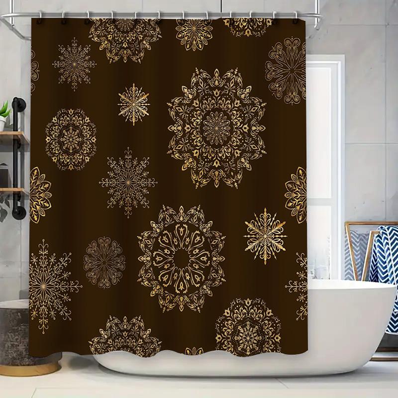 

Gold Snowflake Shower Curtain 3D Print Waterproof Fabric Decoration For Home Bathrooms Wall Decor (Brown) 90x180cm