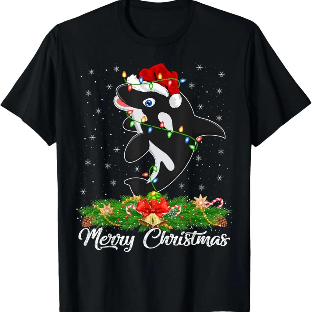 Killer Whale Lover Matching Santa Hat Killer Whale Christmas T-Shirt