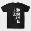 Heren Zwart Print T-shirt Is Mijn Fiets Ok? T-shirt van katoen met transferpapierprint (niet te knippen)
