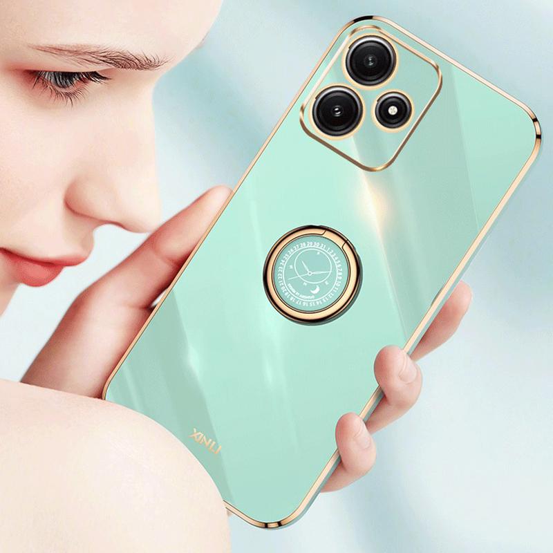 XINLI For Xiaomi Redmi Note 12R 5G TPU Cover Electroplated Phone Case with Ring Kickstand