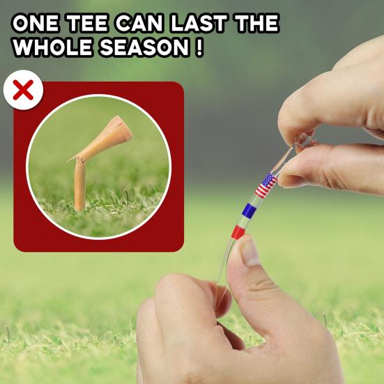 20 Stück Golf-Tees, unzerbrechlich, reduzieren Reibung, Kunststoff, 83 mm, Aufdruck mit amerikanischer Nationalflagge, transparent, wiederverwendbar, Side-Spin, langes Golf-Zubehör