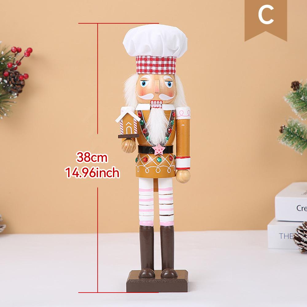 Christmas Nutcracker Chef Series Wooden Nutcracker Ornament Gingerbread Man Soldier Handcraft Doll Toy Home Desktop Decoration