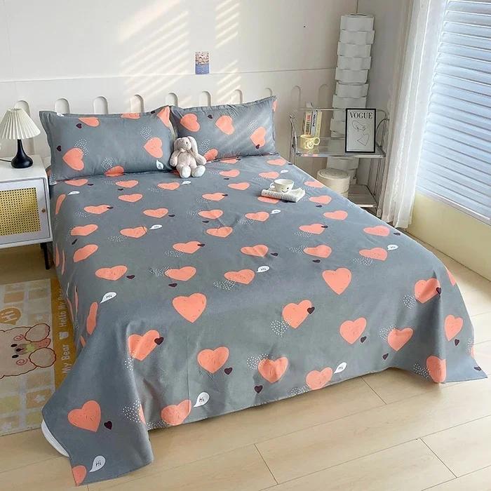 Red Flower Printed Flat Bed Sheets for Double Bed Single/Queen/King Reactive Printed Top Sheets for Beds Sabanas Cama 150x200