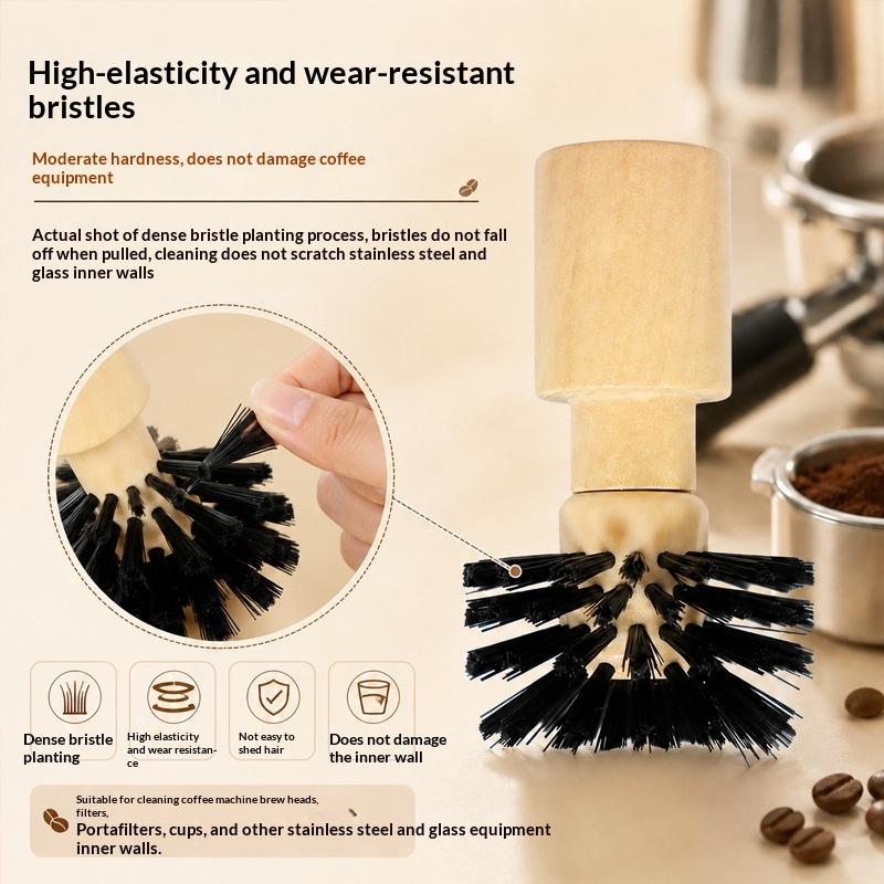 50/55Mm Coffee Portafilter Cleaning Brush Wooden Handle Non Shedding Bristles Fast Cleaning For Home Commercial Use