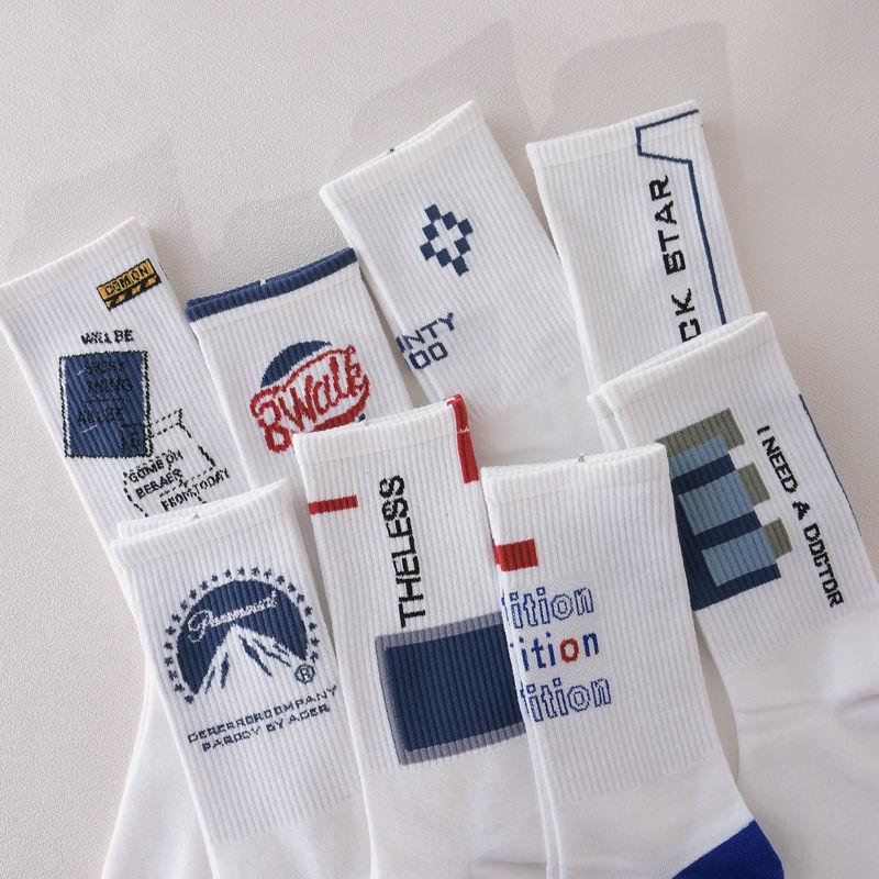 EU Style Women Cute Skater Socks Women Set Men Funny Socks Hip Hop Cotton Long Crew White Socks For US Style Fashion Socks