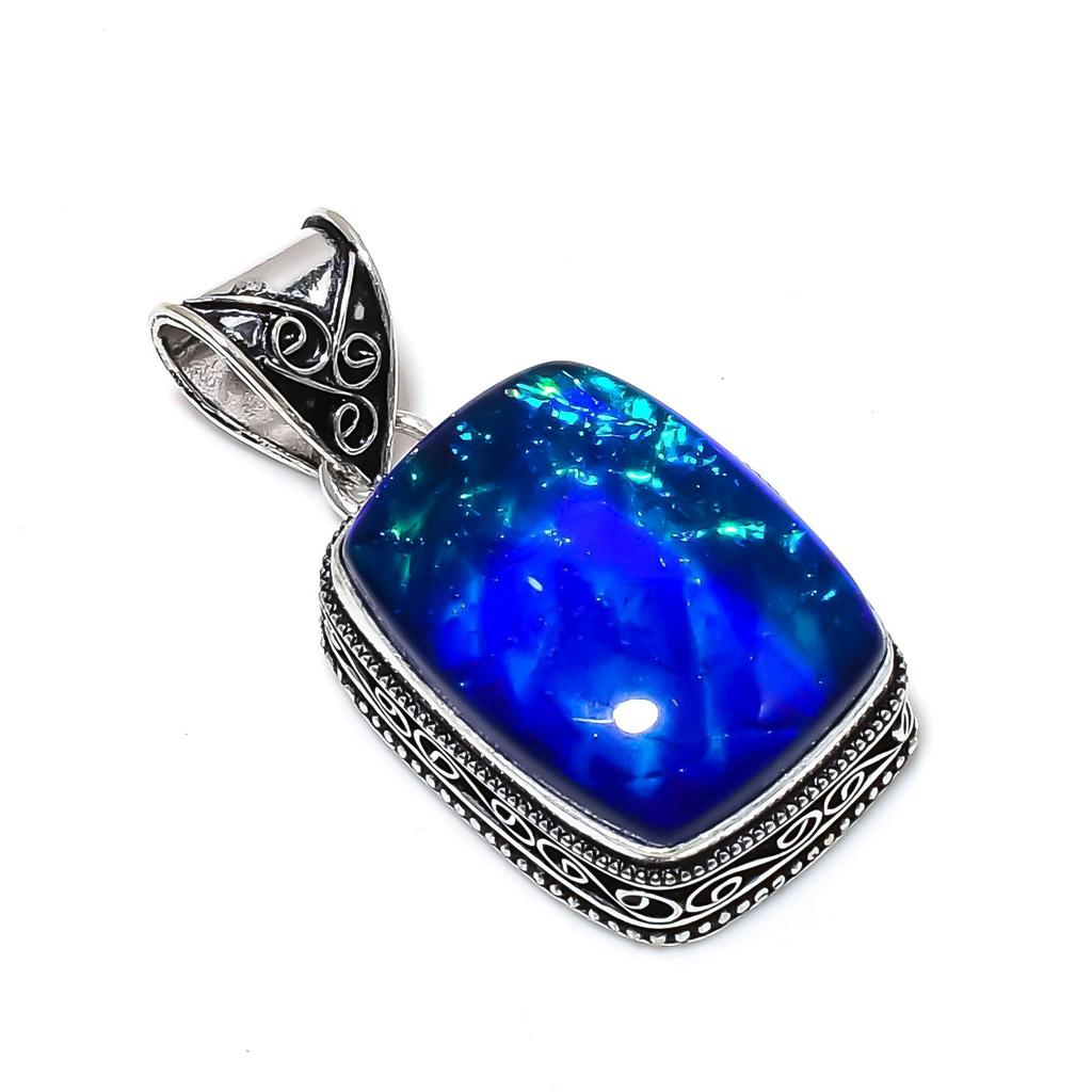 Dainty Australian Triplet Opal Gemstone Silver Pendant in 925 Sterling Silver- Handmade Design, Everyday Wear Jewelry, Unique Pendant Gift