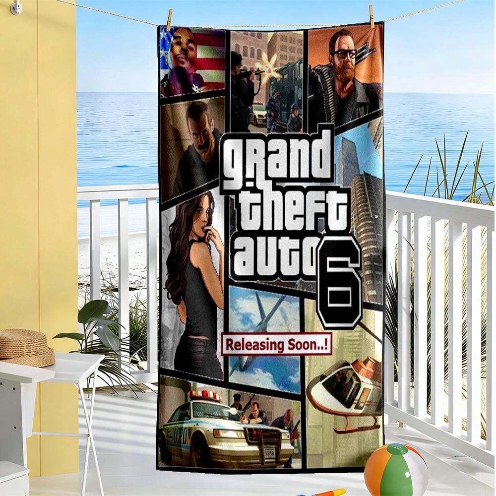 Grand Theft Auto Beach Towel High Absorbency Quick-Dry Comfortable Lightweight Perfect for Traveling Yoga Camping and Swimming