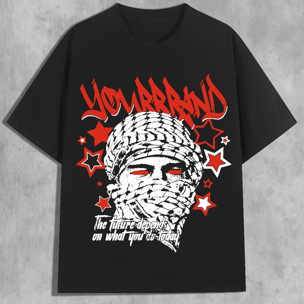 

Уличный стиль Y2K Женский топ с узором Универсальный уличный тренд Модный повседневный топ Футболка с коротким рукавом и круглым вырезом 4XL