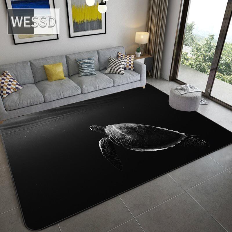 

Скандинавский роскошный черный 3D ковер с животными, украшение для гостиной, домашний ковер с рыбой и леопардовым узором, фланелевый коврик для спальни, пол в ванной комнате 40x60cm 1pcs