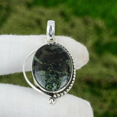 Oferta de Pascua Ovalada Piedra Preciosa Jaspe Kambaba Bisel Plata 925 Colgante Único Joyería