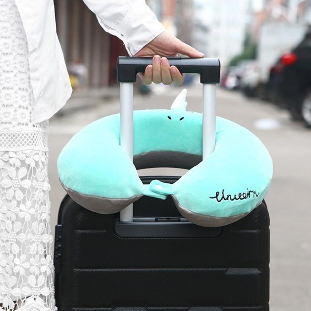 Paměťová Zvířecí Cestovní Polštář Pohodlný Polštář za Krk s Jednorožci Maska na Oči pro Cestování Obchodní Auto Vlak Autobus