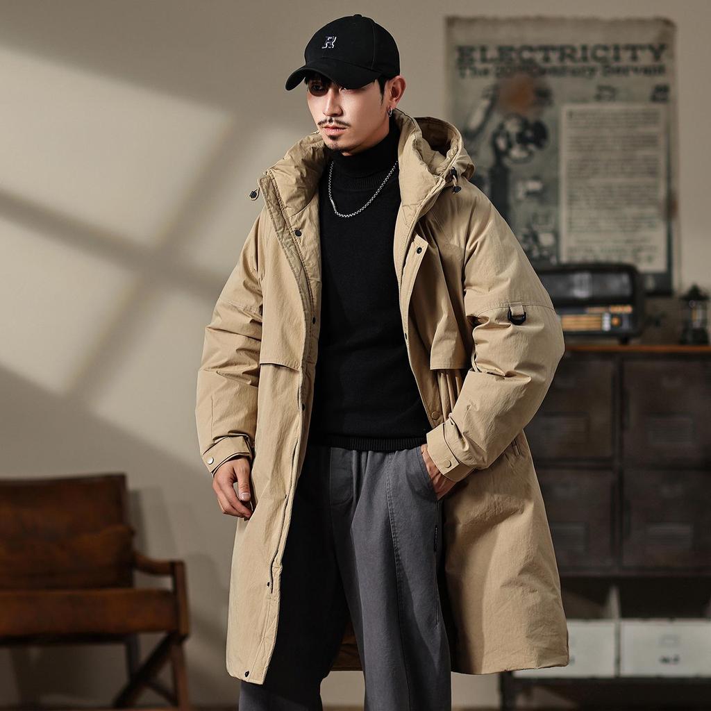 Xi Gao Men's Mid-Length Winter Down Jacket: High-Quality, Windproof, Warm, Thickened, Versatile, Casual.