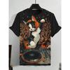 Herren Tier Lustige Katze Bedrucktes T-Shirt Kurzarm T-Shirt Tops 3D-Druck O-Ausschnitt Shirts Party Sommer Lässig Herrenbekleidung