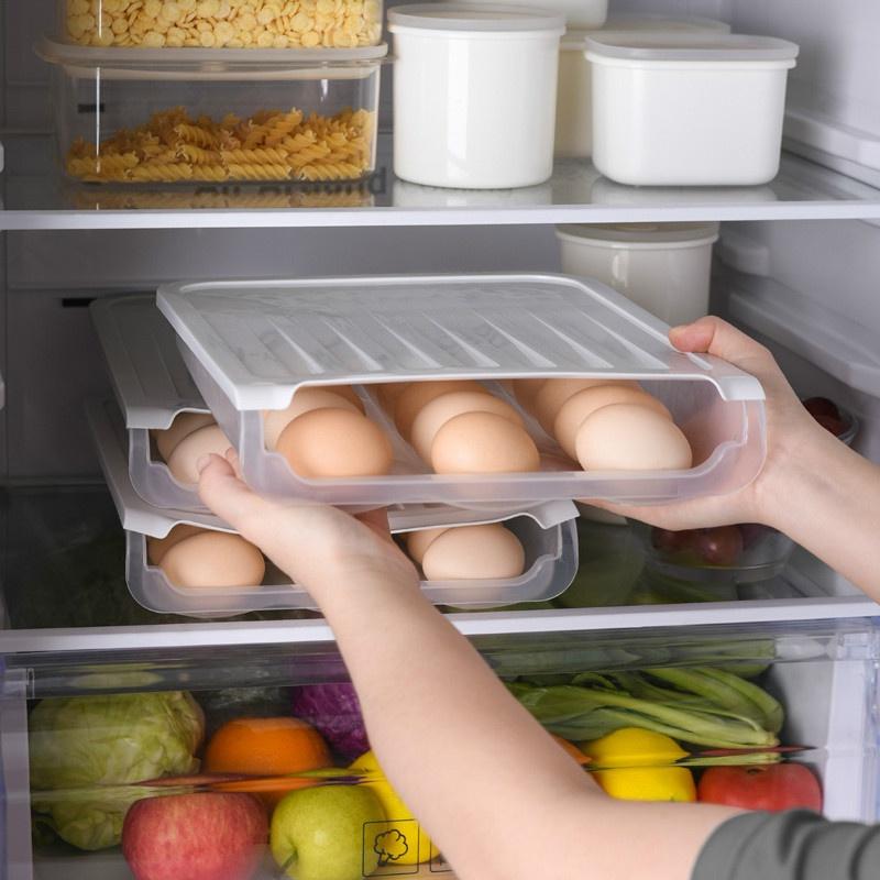 Refrigerator Egg Storage Box with Cover Automatic Rolling Sliding Egg Box Plastic Transparent Can Stack Duck Egg Preservation Box