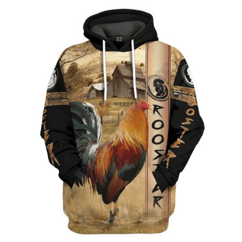 Wind 3D Digital Tattoo Gedrucktes Oberteil Haar Lässig Herren Langarm-Kapuzenpullover