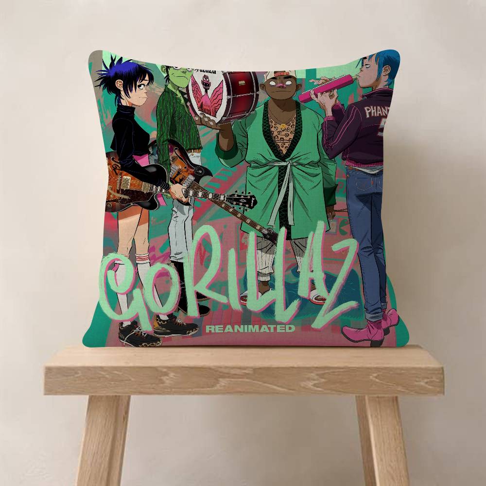 Retro Music GGorillazS Pillow Cover Sofa Cushion Cover Home Room Decoration Children Gift