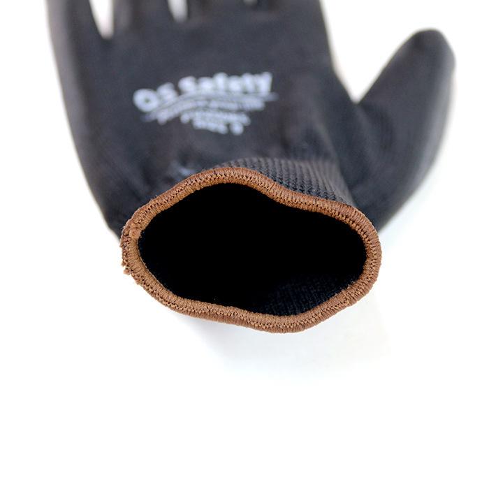 Black PU Labor Protection Gloves - Wear-Resistant, Breathable Work Gloves for Construction and Electronics.