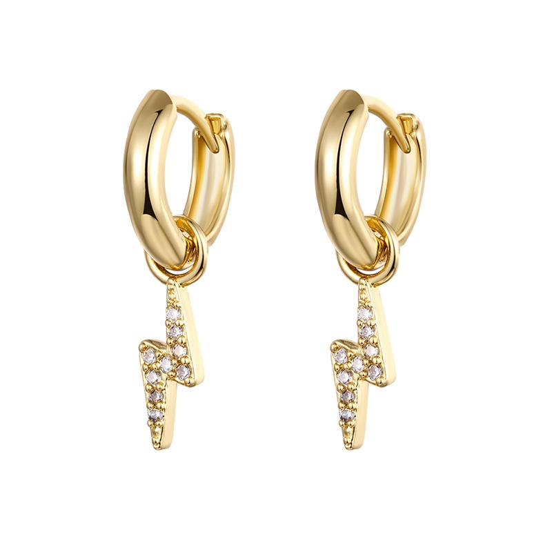 Stainless Steel Crystal Zircon Lightning Cross Hoop Earrings For Women Cartilage Earrings Piercing Jewelry New